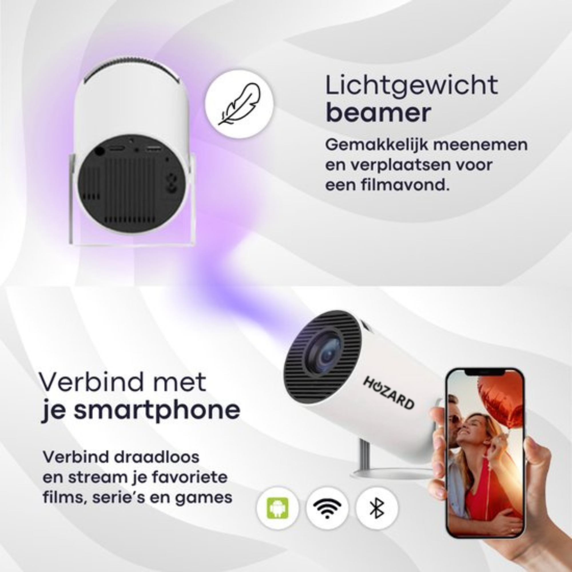Mini Pro Beamer - 4K Projector - Android 11.0 & WiFi 6 - Media Streamer