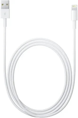 Witte USB naar Lightning oplaadkabel voor iPhone en iPad op witte achtergrond