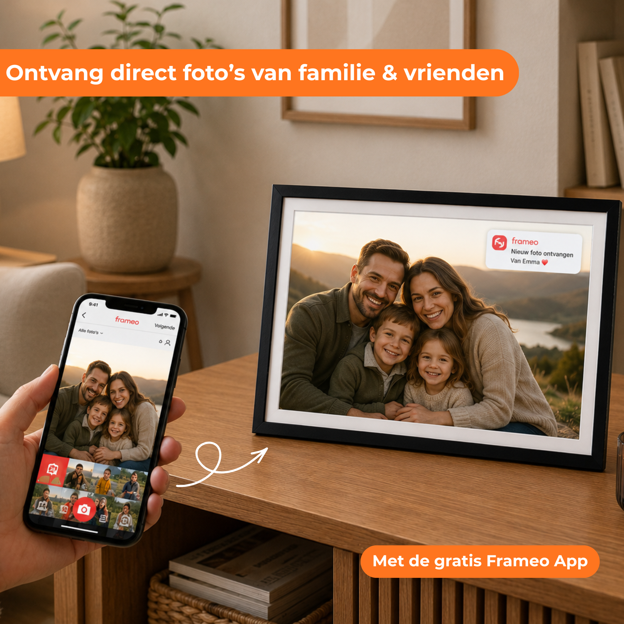 Digitale Fotolijst 32GB - WiFi + Frameo App - Fotokader - 15.6 inch - IPS Touchscreen