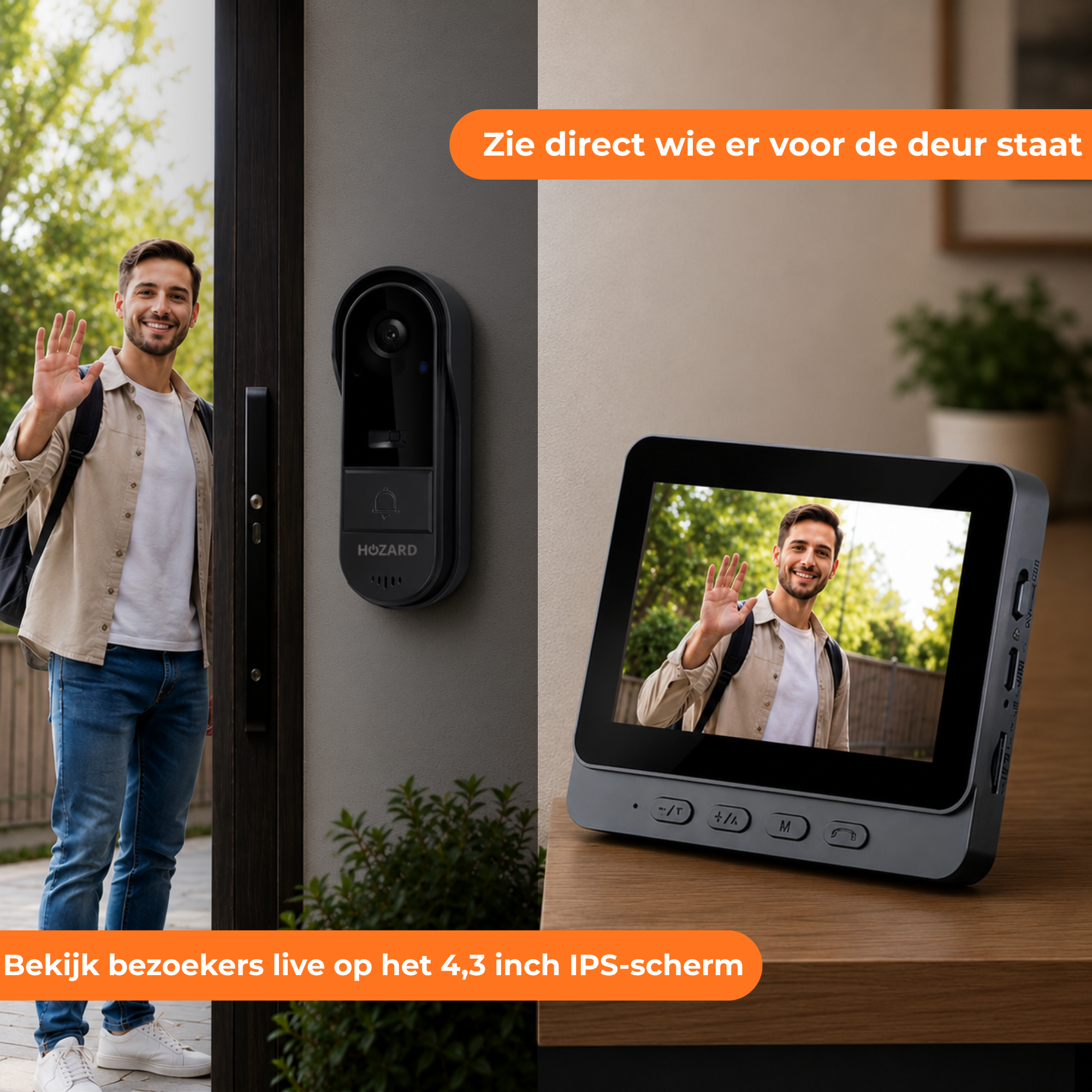 Deurbel met camera – Video deurbel – 4,3 inch Scherm