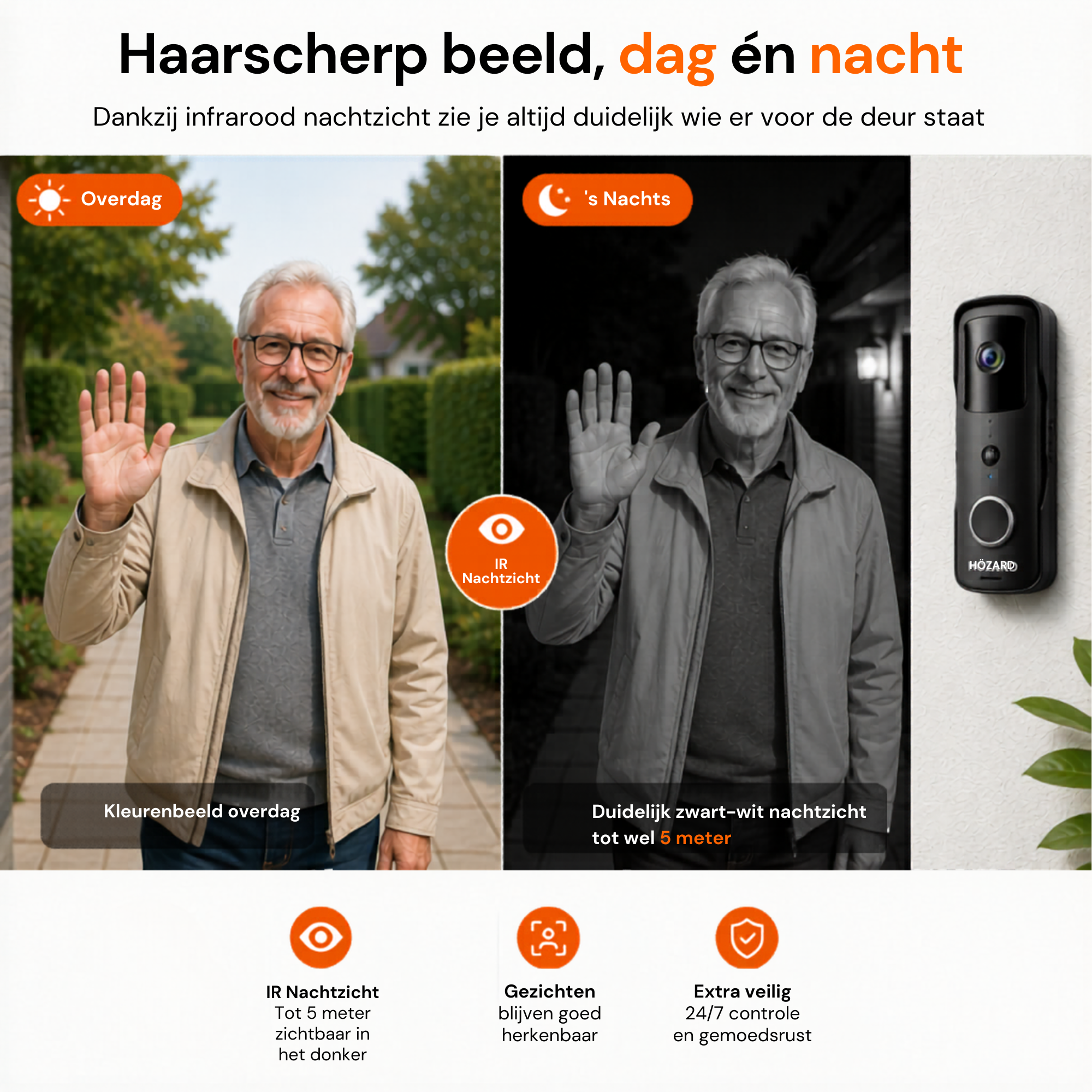 Deurbel met Camera en DingDong - Draadloze Video Deurbel - 5200 mAh - Zwart