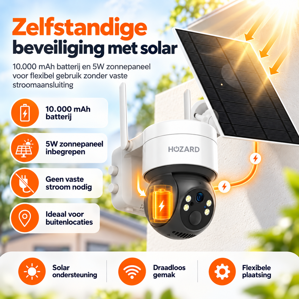 4G Beveiligingscamera - 2K PTZ - IP65 Solar - 10.000 mAh