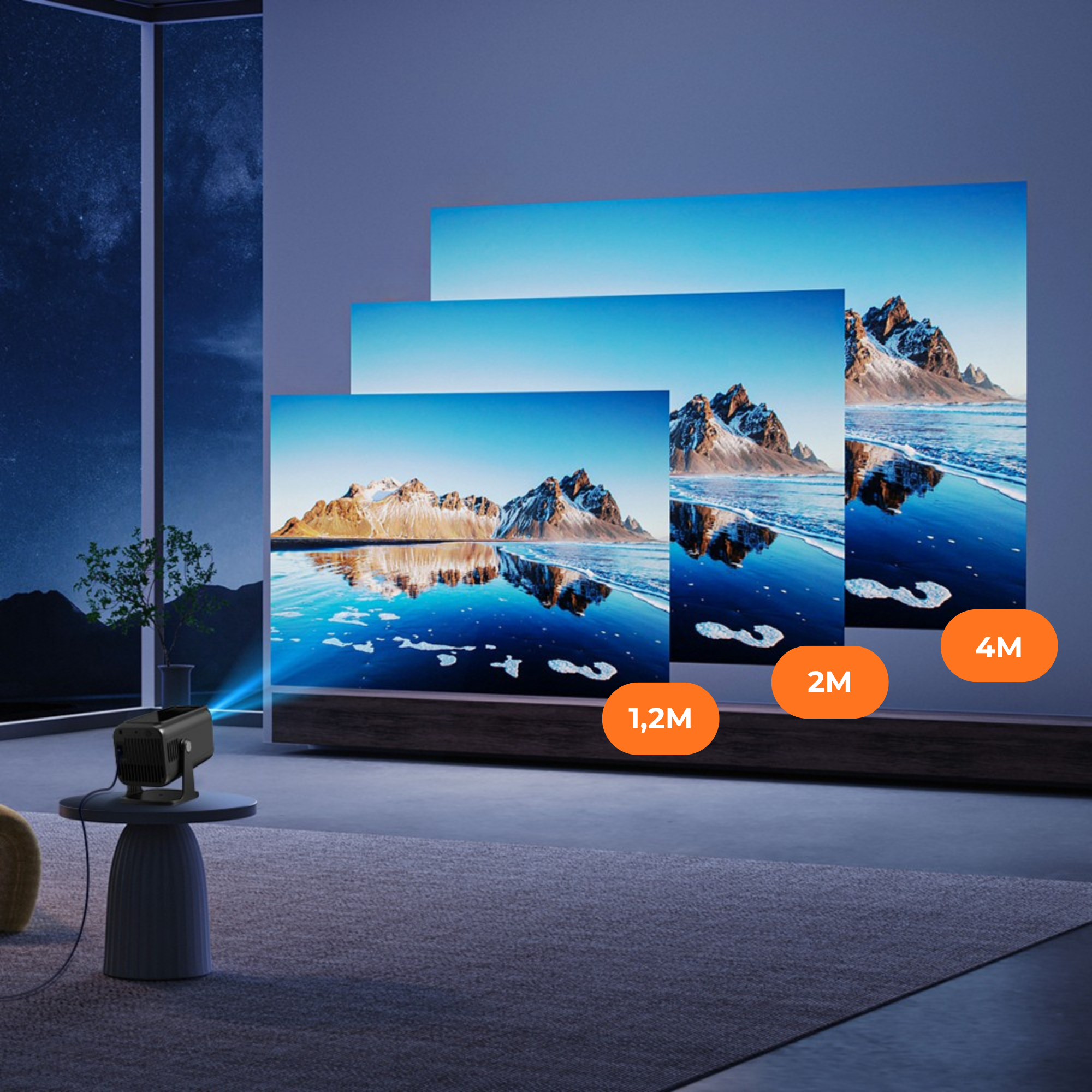 Pro Mini Beamer – Full HD Projector – Autofocus + 4D Keystone - Android 13.0 & WiFi 6 – Media Streamer