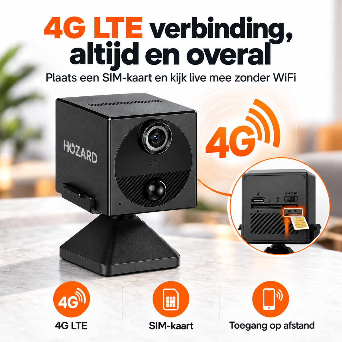 4G Mini Beveiligingscamera - 2K - PIR - 3200 mAh