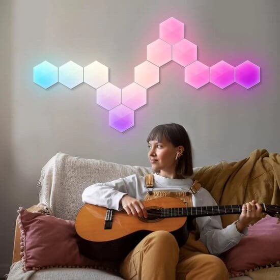 Hexagon LED Lights App - Wandlamp Binnen – RGB LED Verlichting - Gaming Accesoires – 6X LED Panelen