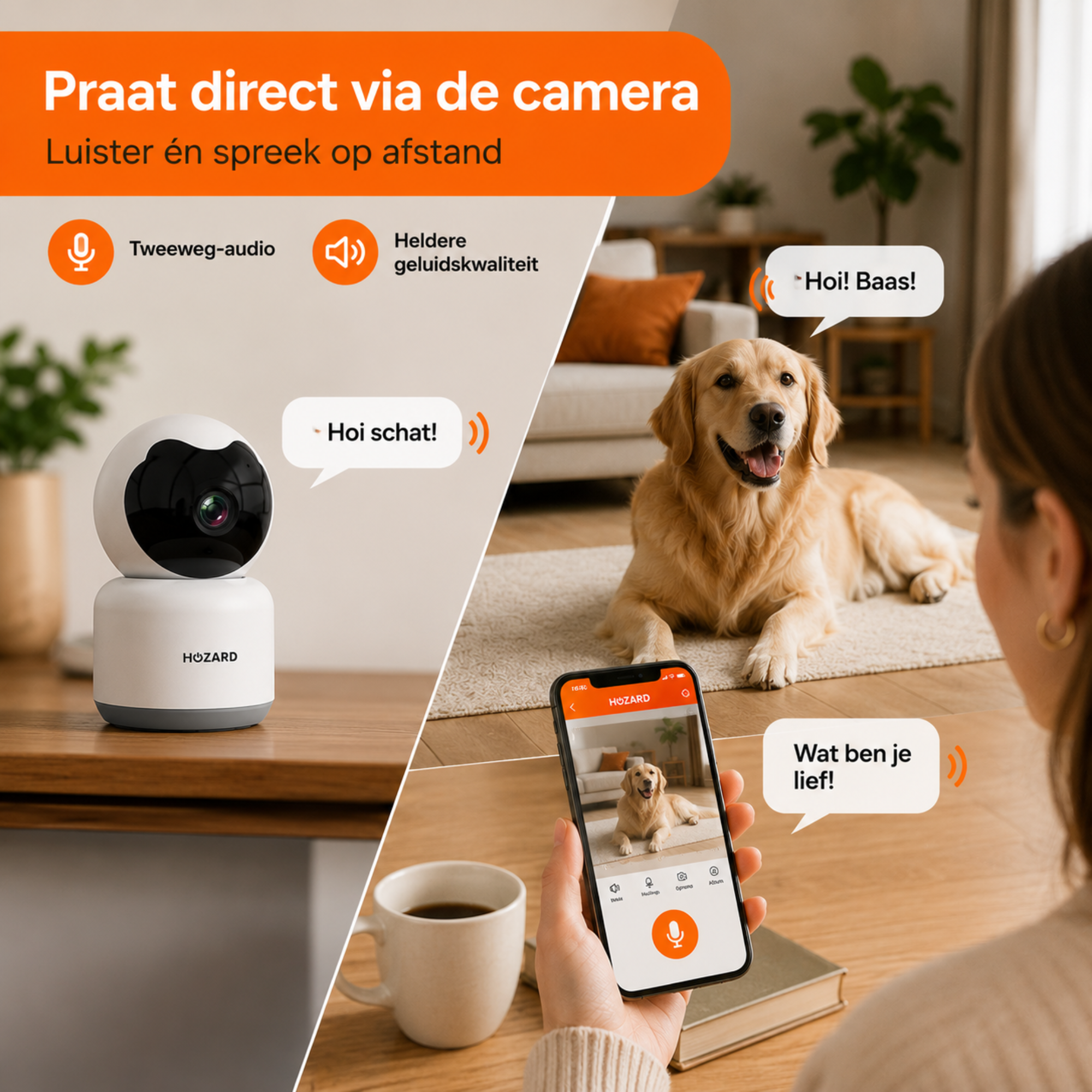 Beveiligingscamera - 1080P - Huisdiercamera - WiFi - Pakket A T/M D