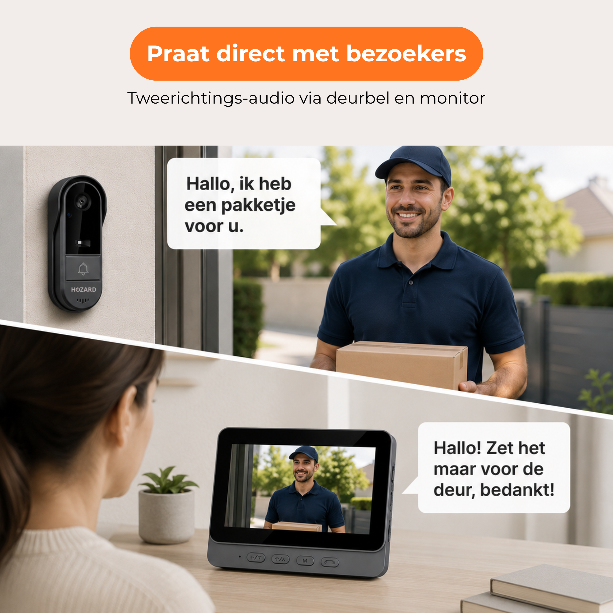 Deurbel met camera – Video deurbel – 4,3 inch Scherm