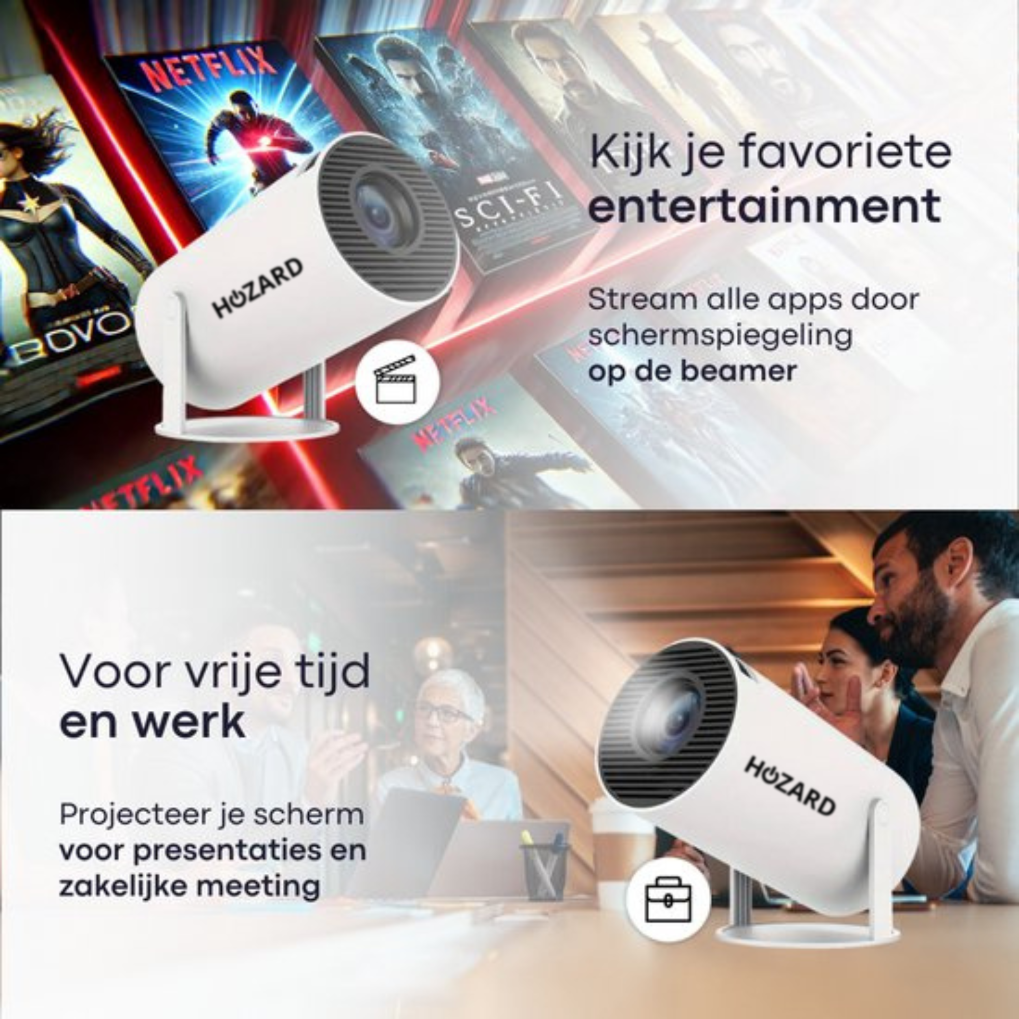 Mini Pro Beamer - 4K Projector - Android 11.0 & WiFi 6 - Media Streamer