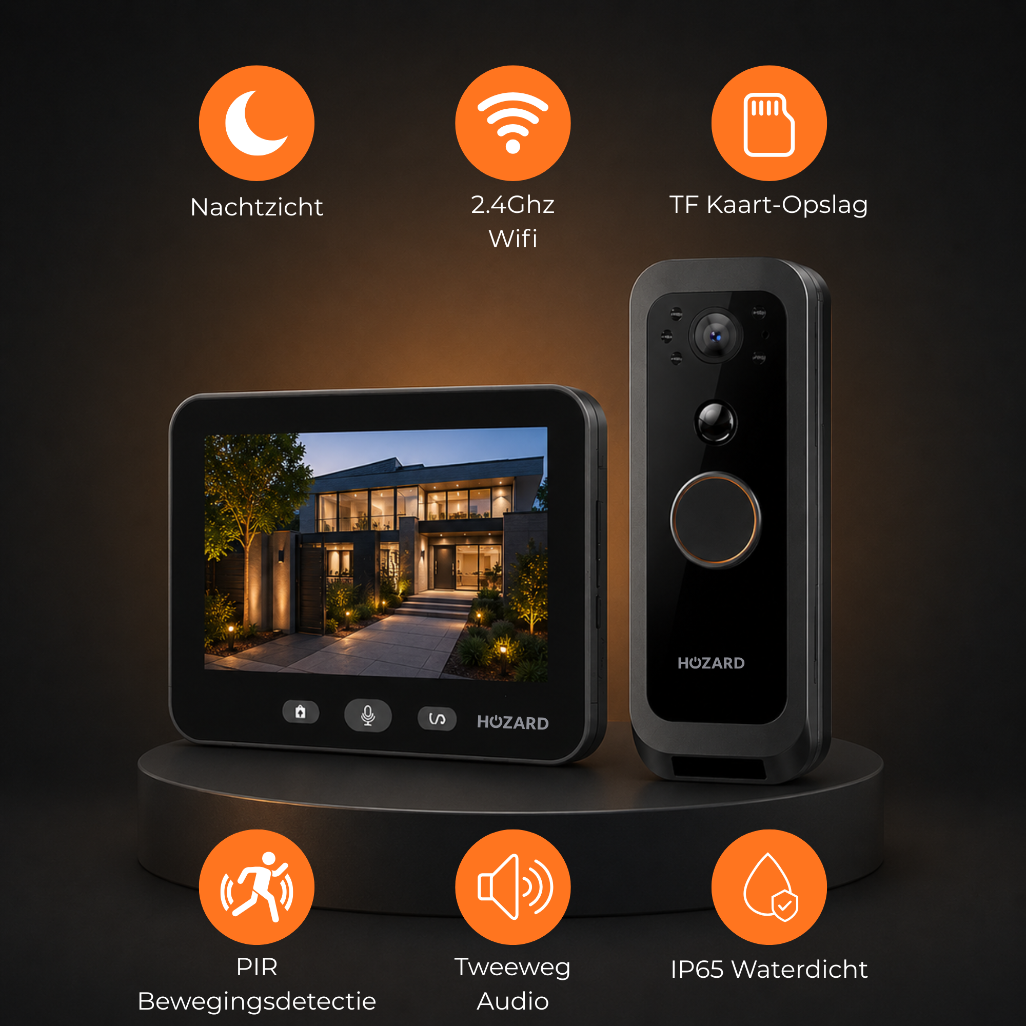 Deurbel met camera en Monitor 32GB – WiFi - 5 inch IPS-Scherm