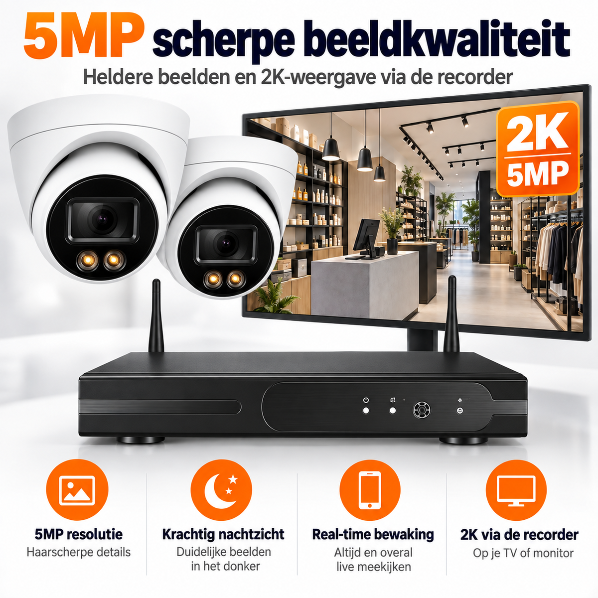 8x 2K Beveiligingscamera Set - CCTV WiFi Bewakingscamera