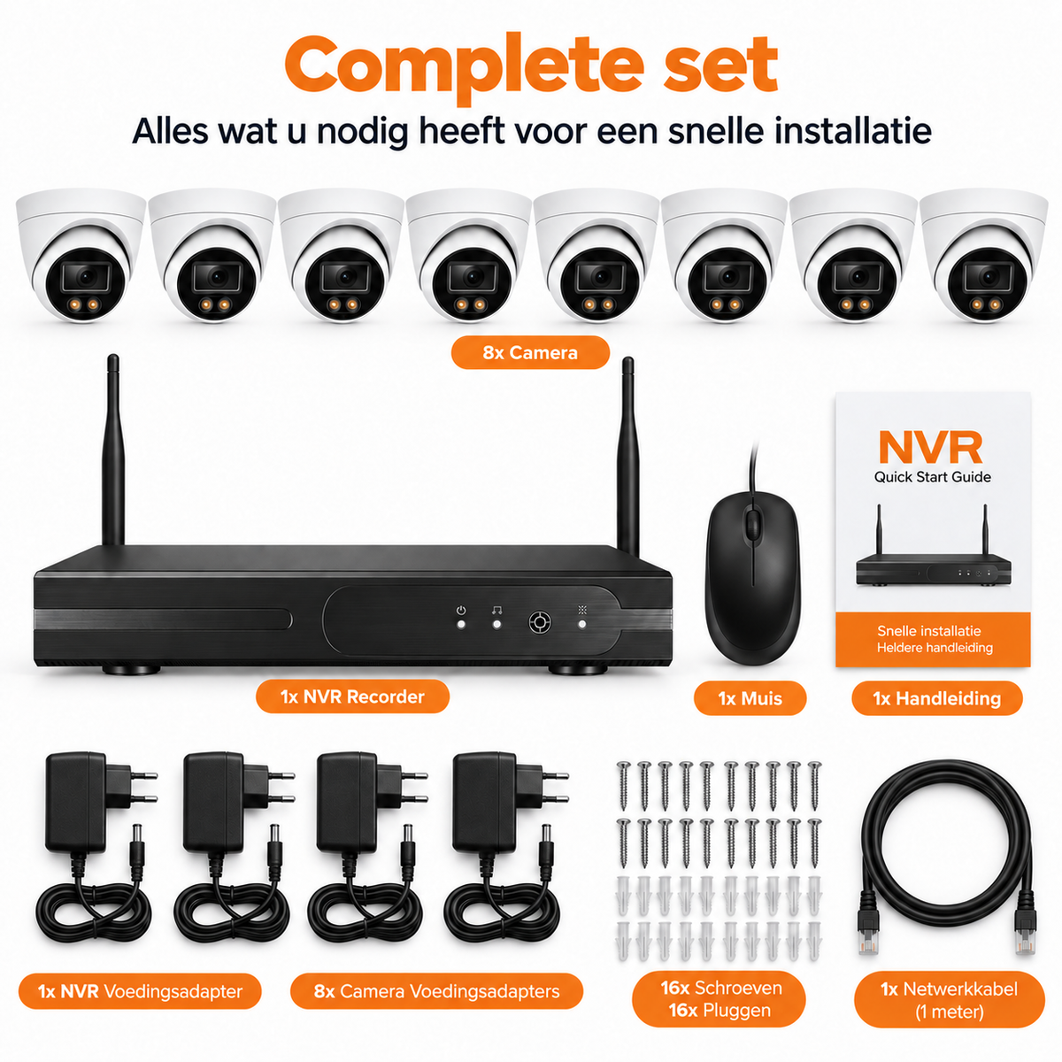 8x 2K UHD Beveiligingscamera Set - CCTV Bewakingscamera