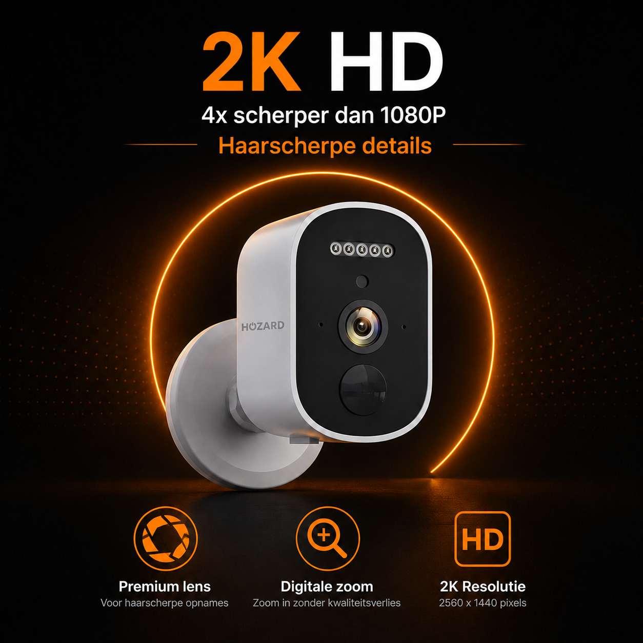 2K Beveiligingscamera Binnen & Buiten – Draadloze Accu WiFi Camera + 32GB