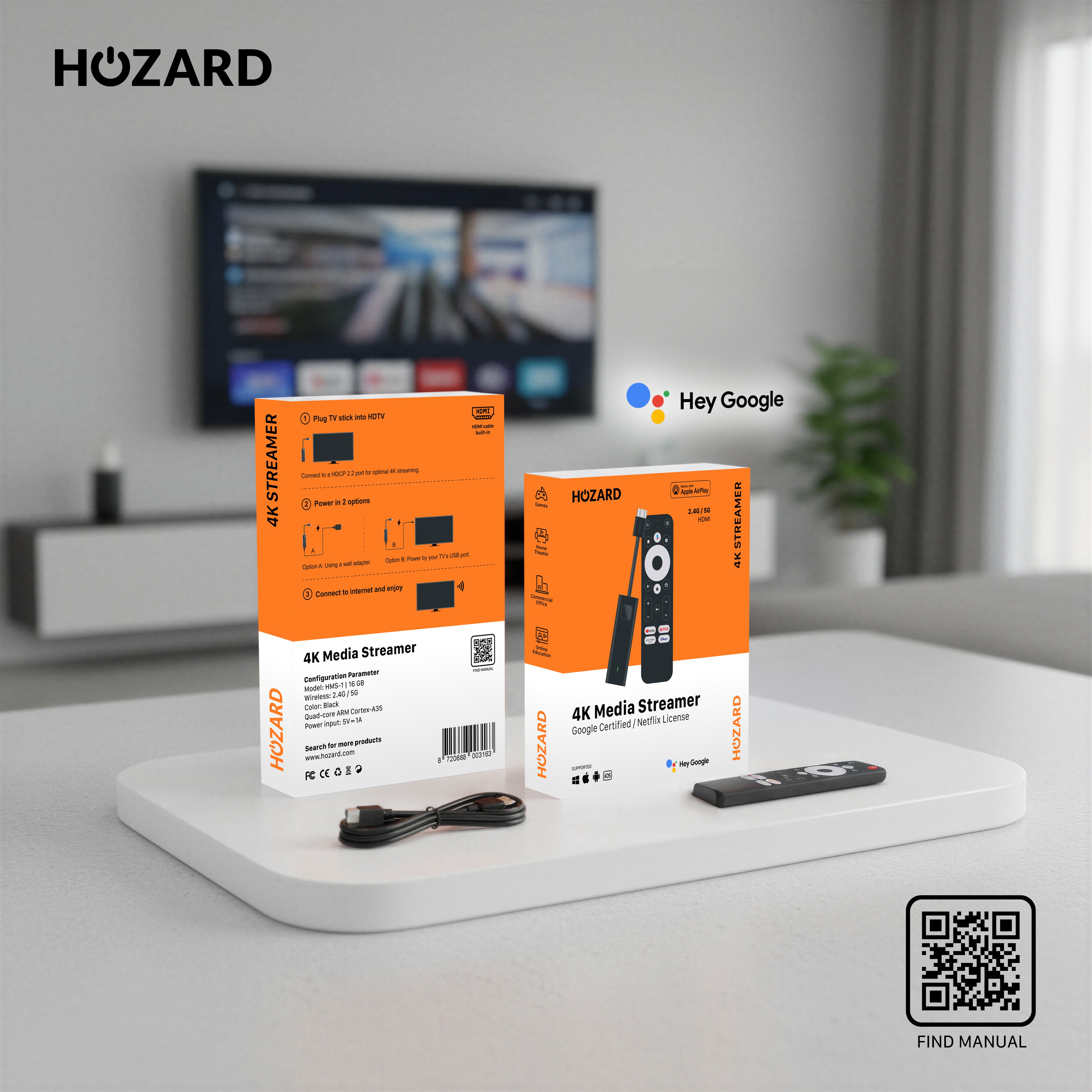 Google TV 4K UHD Media Streamer – Gecertificeerd voor YouTube & Chromecast built-in™