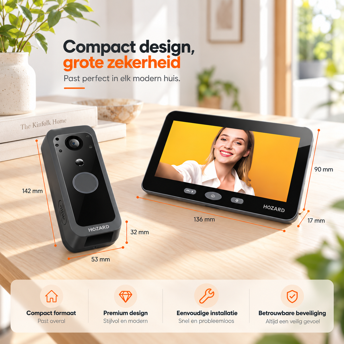 Deurbel met camera + Monitor 32GB – WiFi - 5 inch Scherm