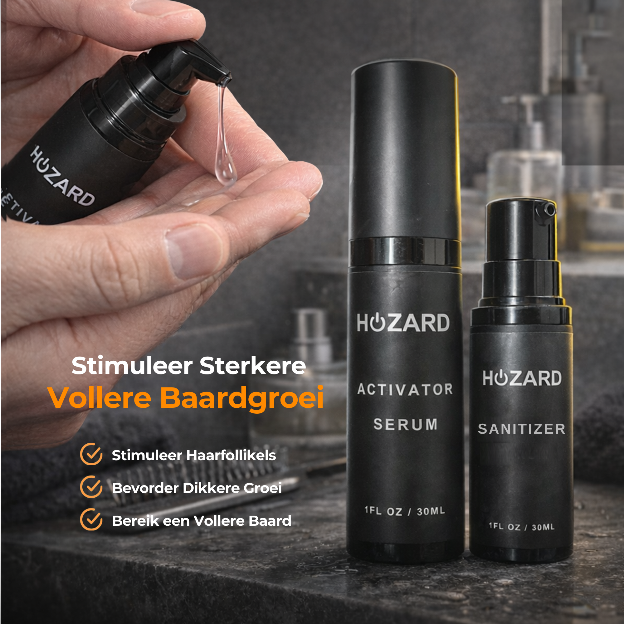 Baardgroei Kit met Dermaroller - Beard Growth Kit - 5 Delig Verzorgings Geschenkset
