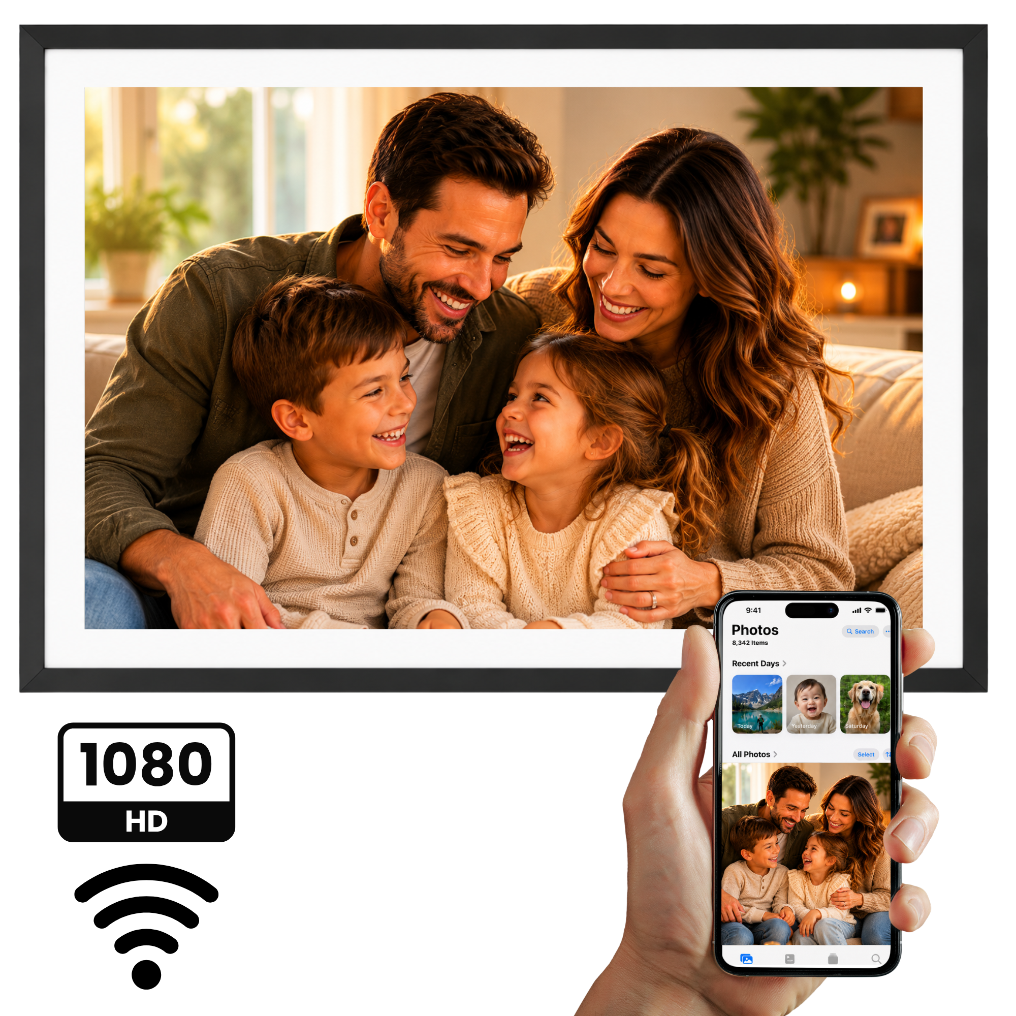 Digitale Fotolijst 32GB - WiFi + Frameo App - Fotokader - 15.6 inch - IPS Touchscreen