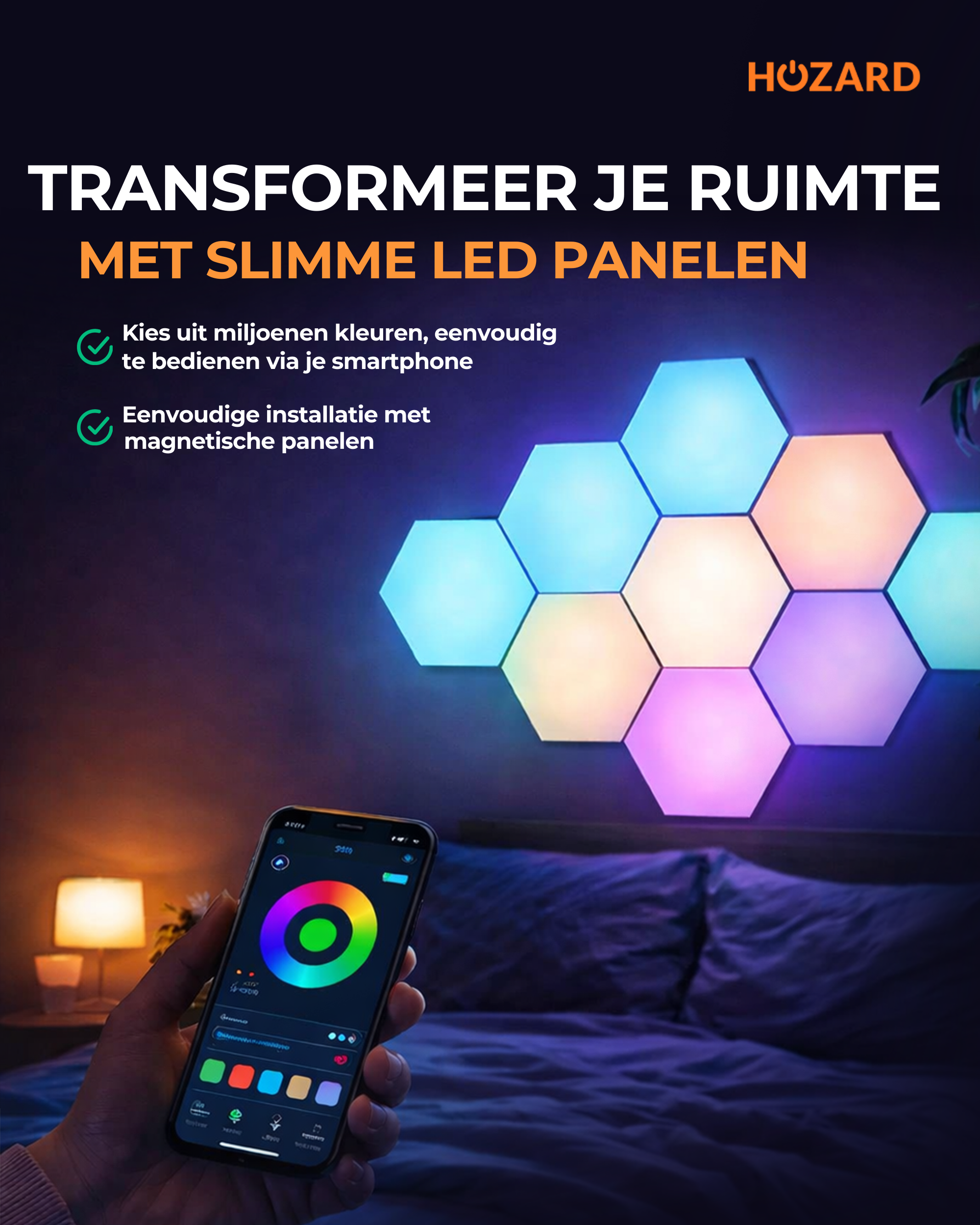 Hexagon LED Lights App - Wandlamp Binnen – RGB LED Verlichting - Gaming Accesoires – 6X LED Panelen