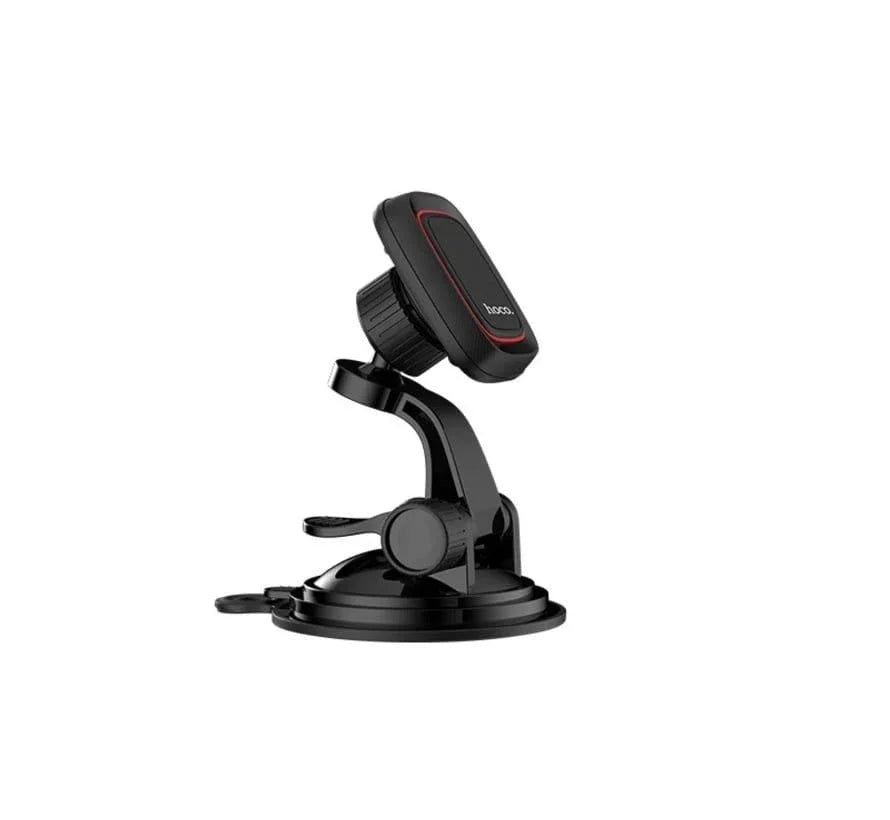 Zwarte magnetische telefoonhouder voor in de auto met zuignap en verstelbare arm