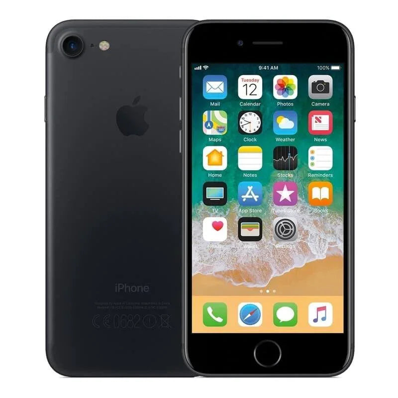 iPhone 7 32GB zwart, voor- en achterkant, smartphone met touchscreen en camera