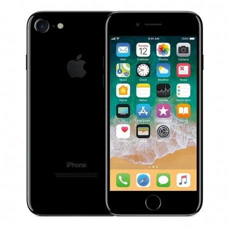 Apple iPhone 7 32GB jet black, smartphone met touchscreen en apps, vooraanzicht en achterkant