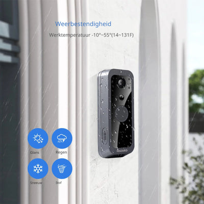 Weerbestendige slimme deurbel met camera, regenbestendig, voor buitenbeveiliging.