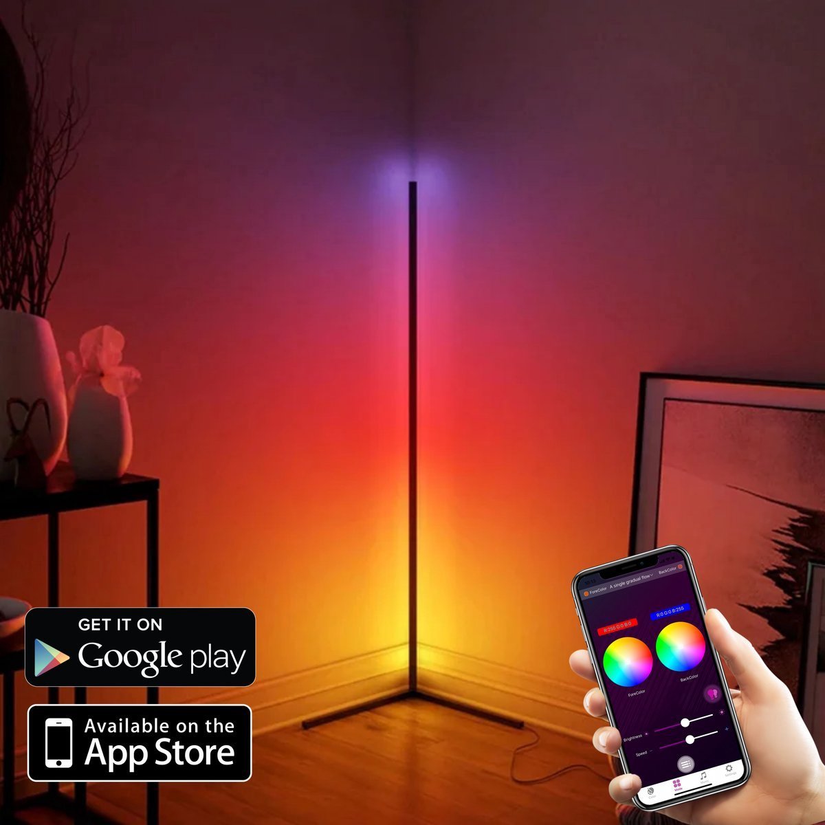 Hozard® Moderne LED Vloerlamp Z1 - Dimbare Hoeklamp