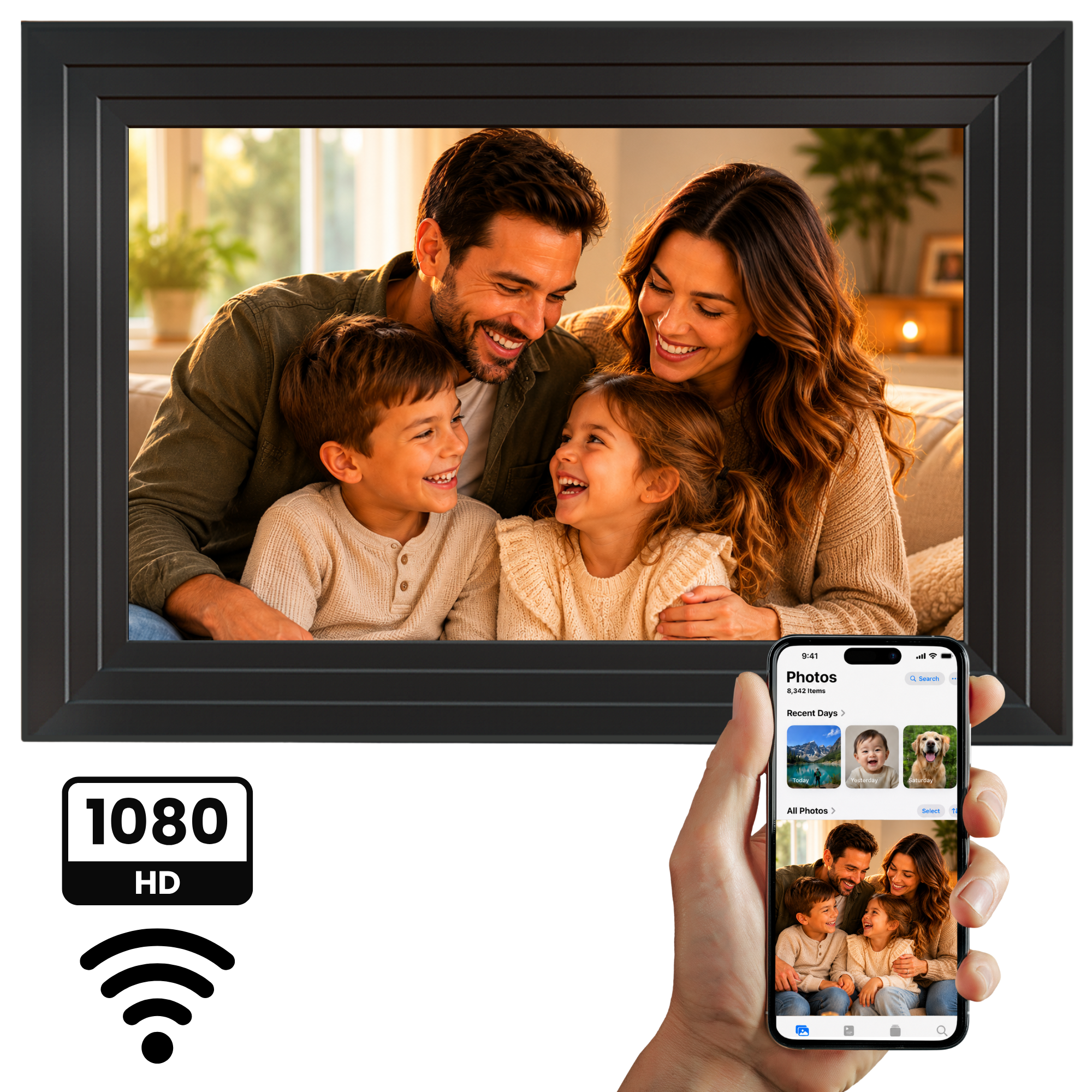 Digitale Fotolijst 32GB - WiFi + Frameo App - Fotokader - 10.1 inch - IPS Touchscreen