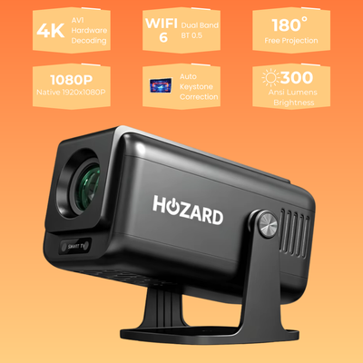 Pro Mini Beamer – Full HD Projector – Autofocus + 4D Keystone - Android 13.0 & WiFi 6 – Media Streamer