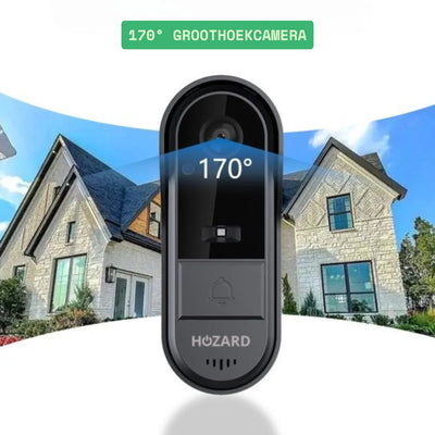 170 graden groothoek deurbelcamera voor huisbeveiliging, moderne woning op achtergrond