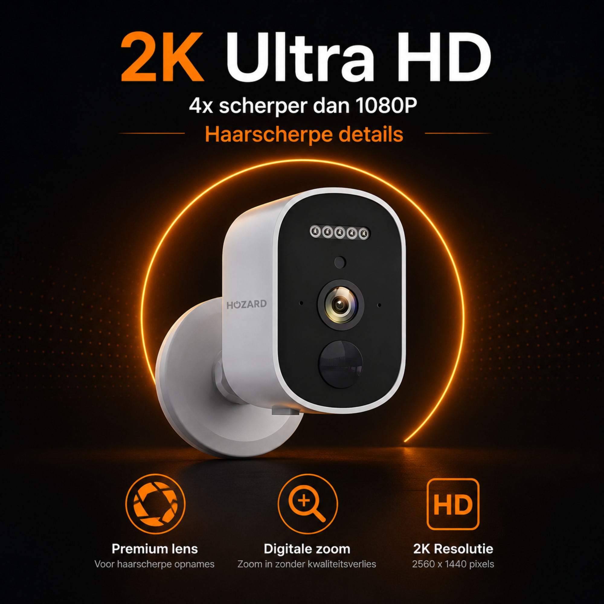 2K Beveiligingscamera Binnen & Buiten – Draadloze Accu WiFi Camera + 32GB