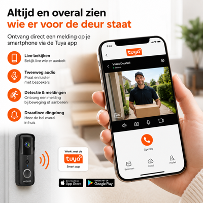 Deurbel met Camera en DingDong - Draadloze Video Deurbel - 5200 mAh - Zwart