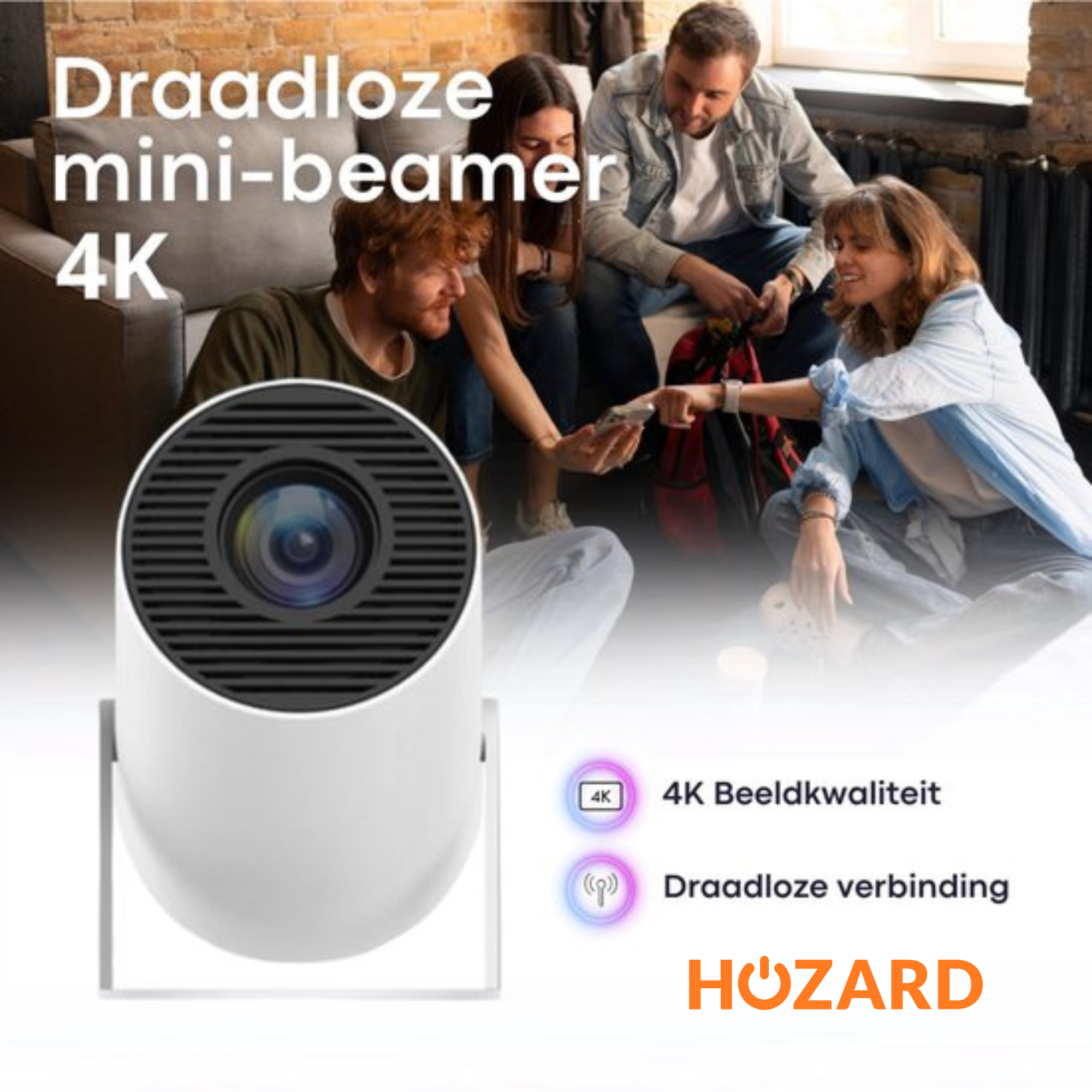 Mini Pro Beamer - 4K Projector -  Android 11.0 & WiFi 6 - Media Streamer
