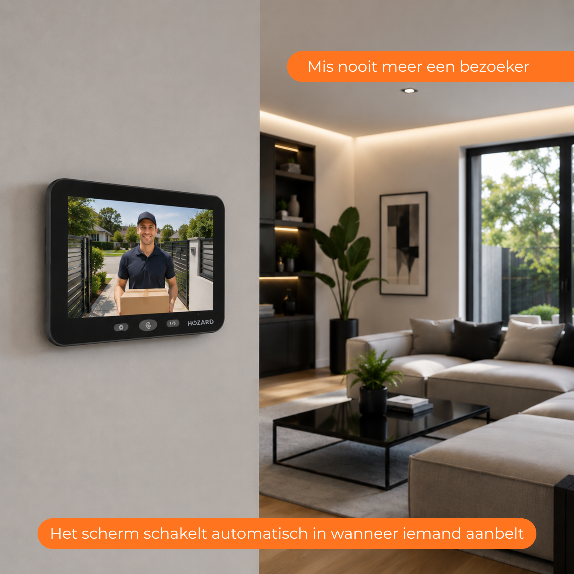 Deurbel met camera en Monitor 32GB  – WiFi - 5 inch IPS-Scherm