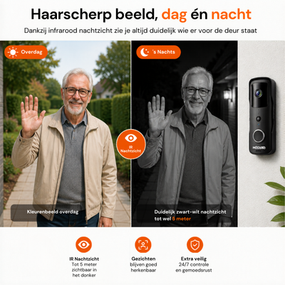 Deurbel met Camera en DingDong - Draadloze Video Deurbel - 5200 mAh - Zwart