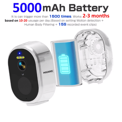 Beveiligingscamera 2K - Draadloze video camera - 5000mAh - A T/M D