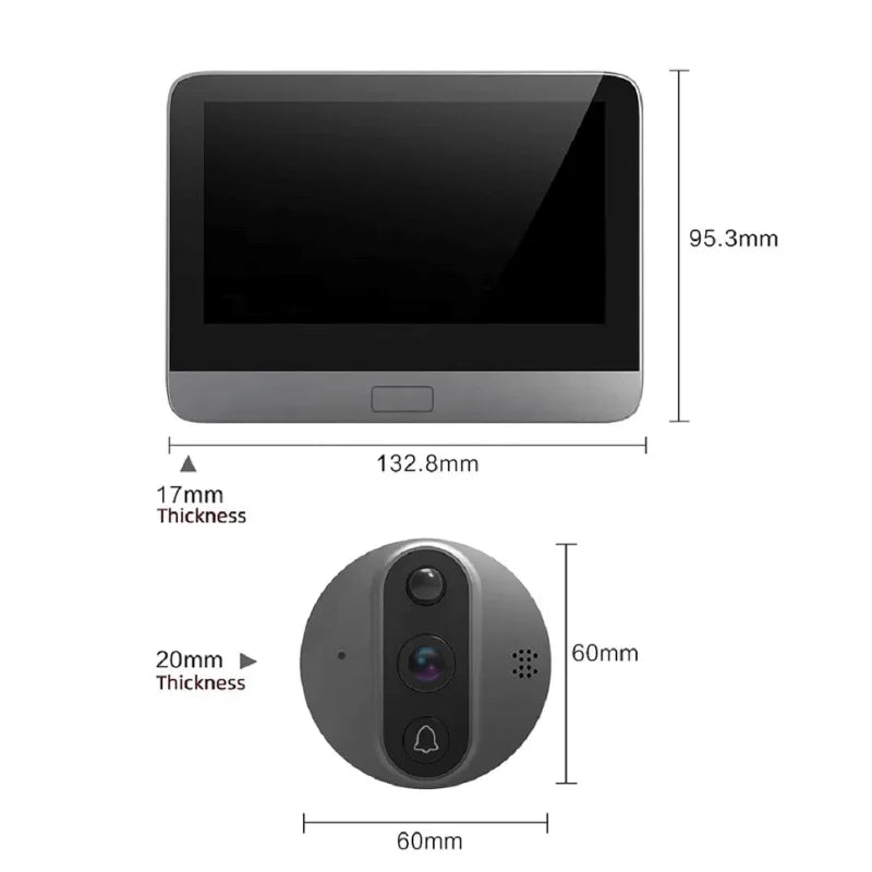Deurspion Deurbel met Monitor - Draadloos - 5000mAh Batterij