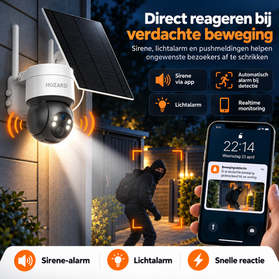4G Beveiligingscamera - 2K PTZ - IP65 Solar - 10.000 mAh
