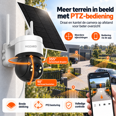 4G Beveiligingscamera - 2K PTZ - IP65 Solar - 10.000 mAh