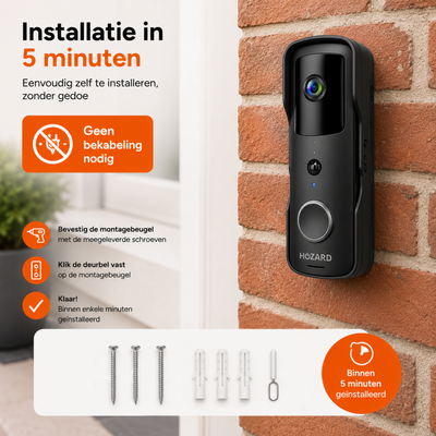 Deurbel met Camera en DingDong - Draadloze Video Deurbel - 5200 mAh - Zwart