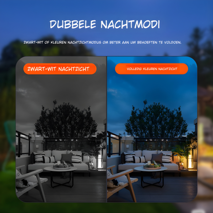 2K Buiten Camera met Nachtzicht - Draadloze FHD Solar Beveiligingscamera - IP66 - WiFi met App - Inc.32GB