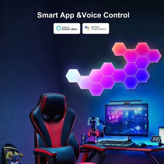 Hexagon LED Lights  App - Wandlamp Binnen – RGB LED Verlichting - Gaming Accesoires – 6X LED Panelen