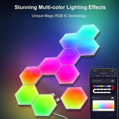 Hexagon LED Lights  App - Wandlamp Binnen – RGB LED Verlichting - Gaming Accesoires – 6X LED Panelen