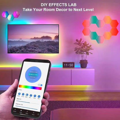 Hexagon LED Lights  App - Wandlamp Binnen – RGB LED Verlichting - Gaming Accesoires – 6X LED Panelen
