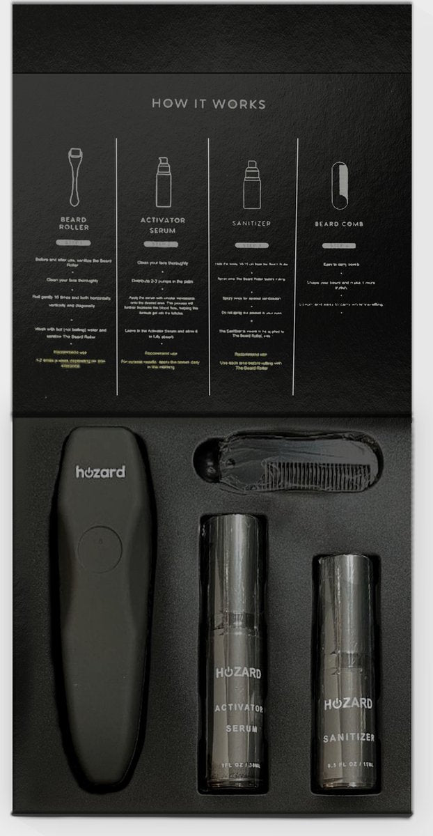 Baardgroei Kit met Dermaroller - Beard Growth Kit - 4 Delig Verzorgings Geschenkset