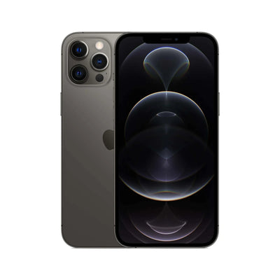 Zwarte smartphone met groot scherm en driedubbele camera aan de achterkant, elektronica product