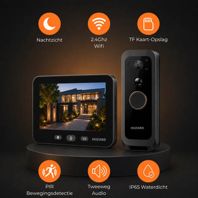 Deurbel met camera en Monitor 32GB  – WiFi - 5 inch IPS-Scherm