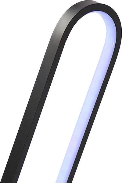 Moderne zwarte led tafellamp met gebogen design en helder wit licht