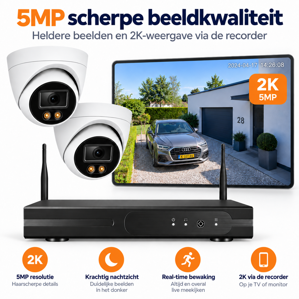 8x 2K UHD Beveiligingscamera Set - CCTV Bewakingscamera