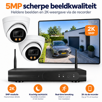 8x 2K UHD Beveiligingscamera Set - CCTV Bewakingscamera