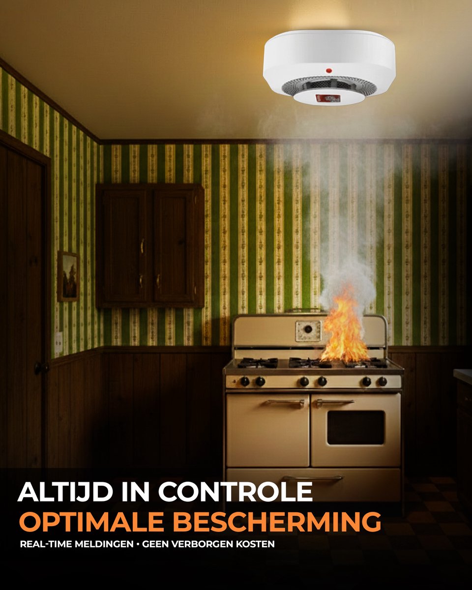 Rook Melder - WiFi Smoke Detector - 80dB + Plakstrips